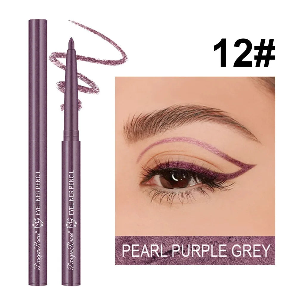 1Pc Ultra-fine Matte Smooth Waterproof Green Purple Eyeliner Gel Pencil Pearlescent White Eyeliner Easy Wear Eyeliner Pen Makeup