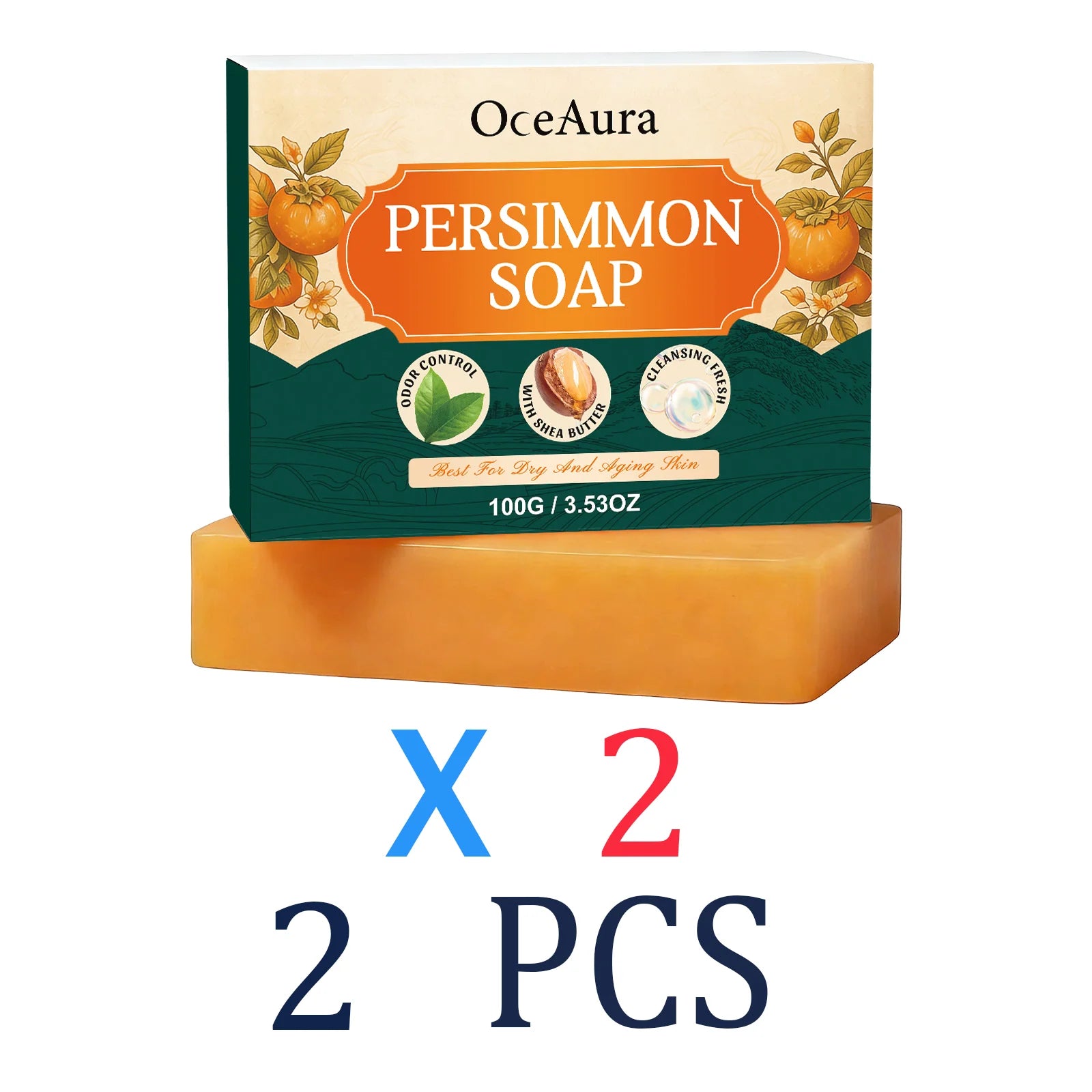 Gentle Cleaning Persimmon Soap Moisturizing Without Greasiness Nourishing Shea Butter Body Care Deep Hydration Lock Skin Care