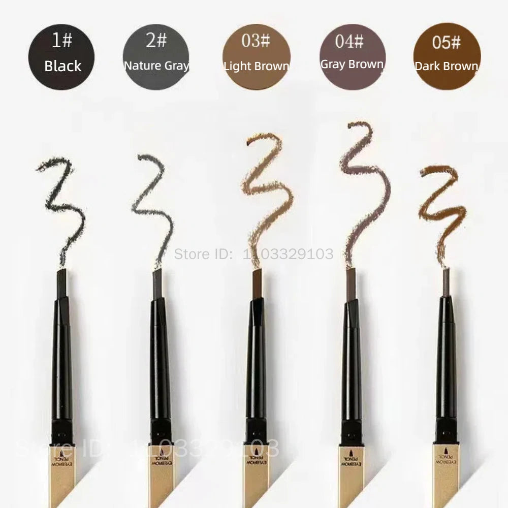 5 Colors With Brush Double Head Eyebrow Pencil Waterproof Smooth Eyebrow Stick Sweatproof Eyebrow Gel Tattoo Pencil Cosmetics