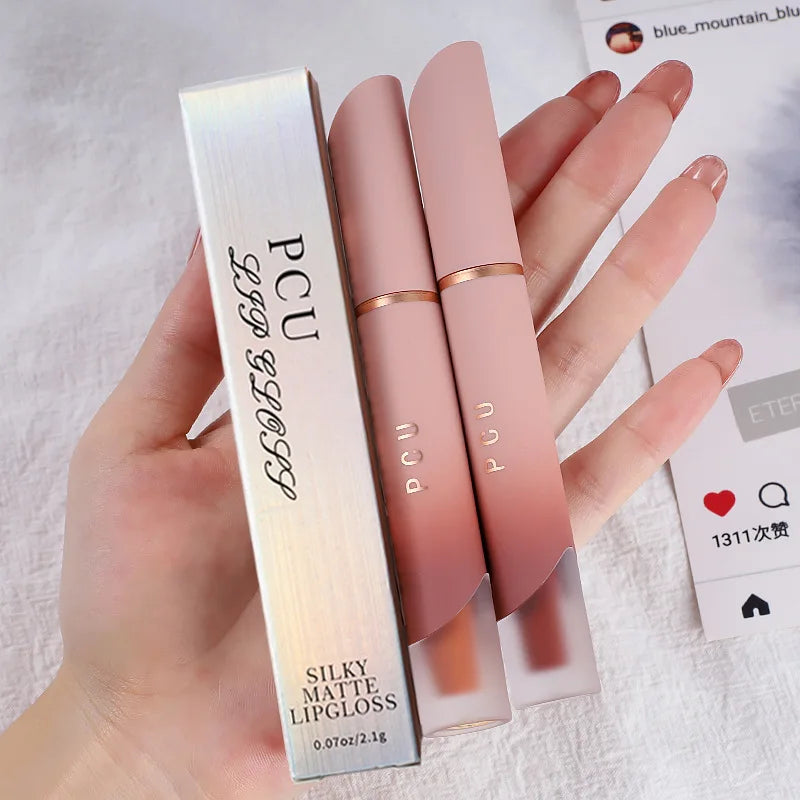 Dual-Use Liquid Matte Lipstick Lip Balm Pink Long-Lasting Non-Stick to Cup 6 Colors Available for Lip And Cheek Makeup