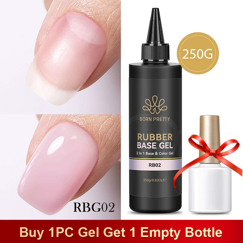 BORN PRETTY 250g Super Top Coat Base Gel Soak off UV LED Drying Long Lasting Semi Permanent Jelly Nude Pink Gel Nail Polish