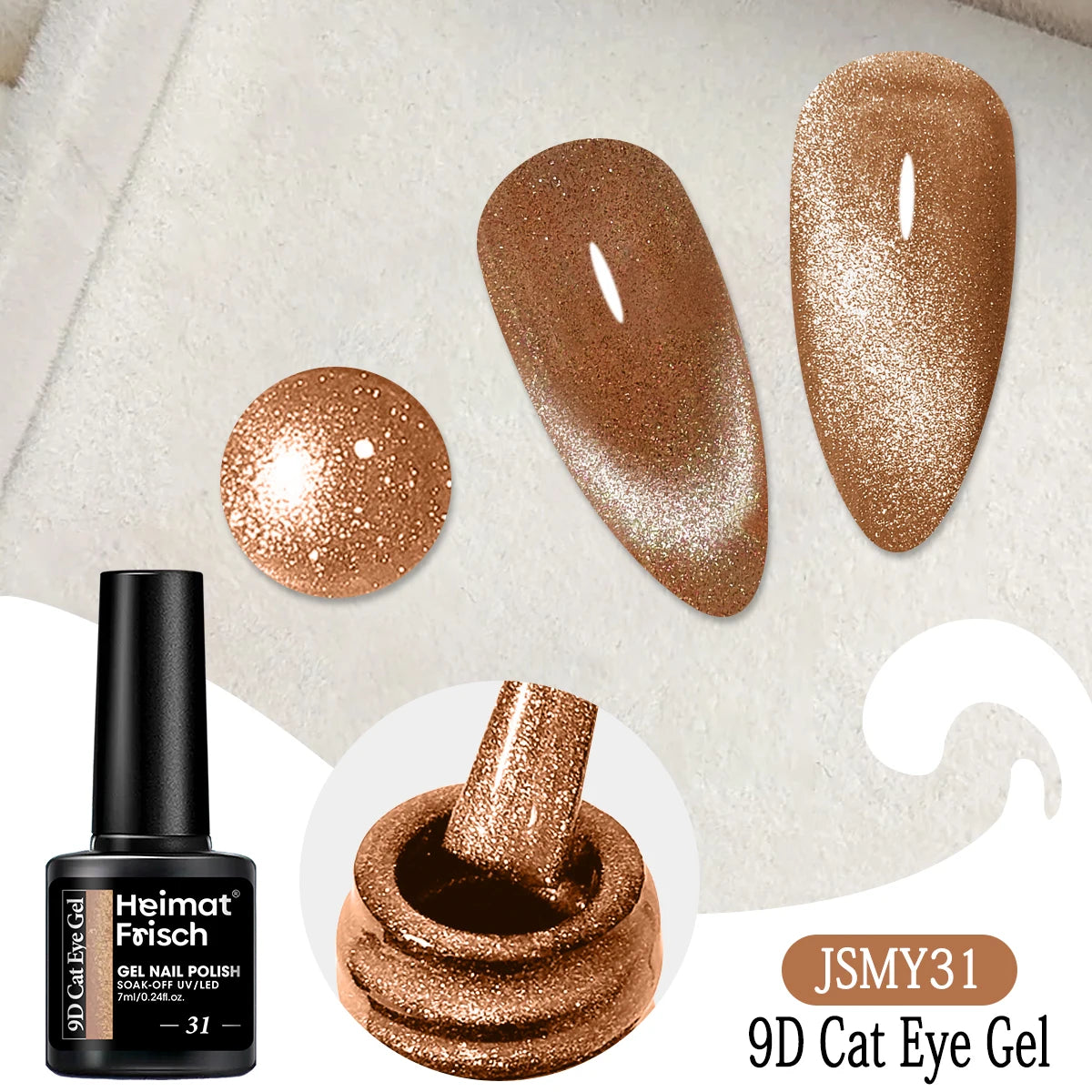 Heimat Frisch Single 0.24oz Crystal Cat Eye Gel Nail Polish - Holographic Glitter, Translucent and Magnetic Effect, Long-Lasting