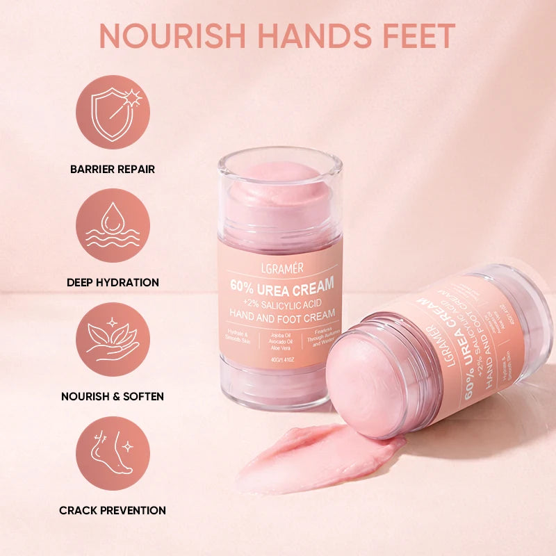 Urea Cream 60 Percent For Feet + 2% Salicylic Acid Exfoliation Foot Cream and Hand Cream Maximum Strength with Hyaluronic Acid