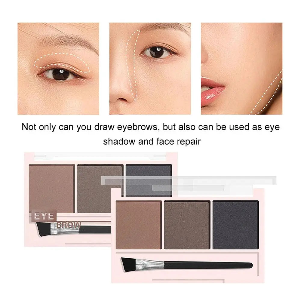 ANNA ROSE 3-In-1 Eyebrow Powder Palette With Enhancer Brush Natural Long-Lasting Shaping Sweat-proof Waterproof Makeup