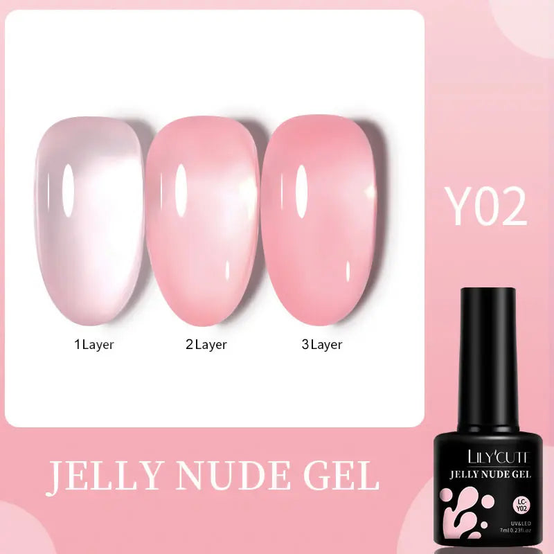 LILYCUTE 7ML Jelly Nude Pink Quick Extension Gel Nail Polish Transparent  Finger Prolong Long Lasting Construction Gel Varnish