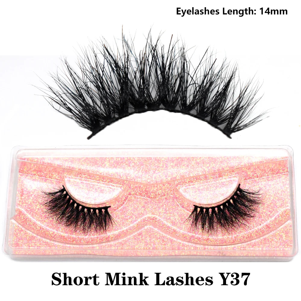 FOXESJI Real Mink Fluffy Short Eye Lashes Extension Wispy Soft Natural Short False Eyelashes Daily Wear Full Strip Lashes Makeup