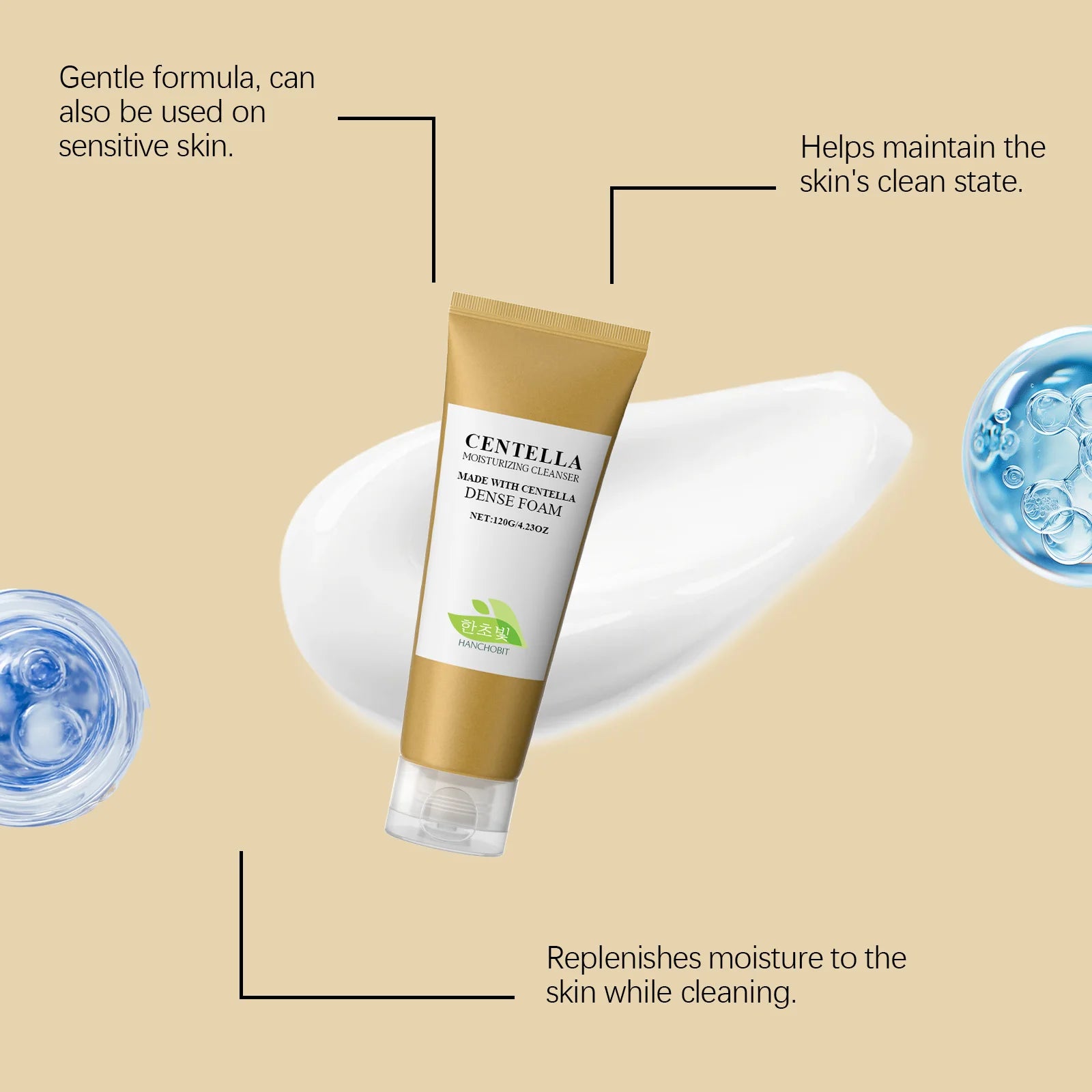 Centella Facial Cleanser Oil Control Acne Remover Blackhead Face Wash Foam Exfoliating Shrink Pore Hydrating Cleansing Skin Care