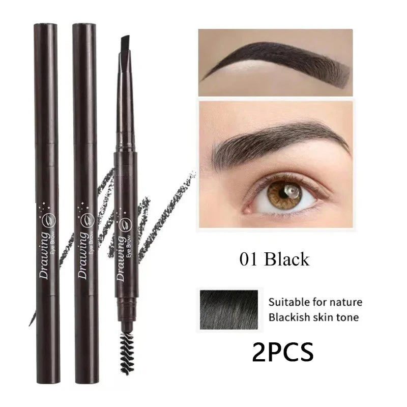 Double-headed Eyebrow Pencil Extremely Fine Waterproof Eyebrow Enhancers Long Lasting Brow Cosmetics Professional Brow Makeup