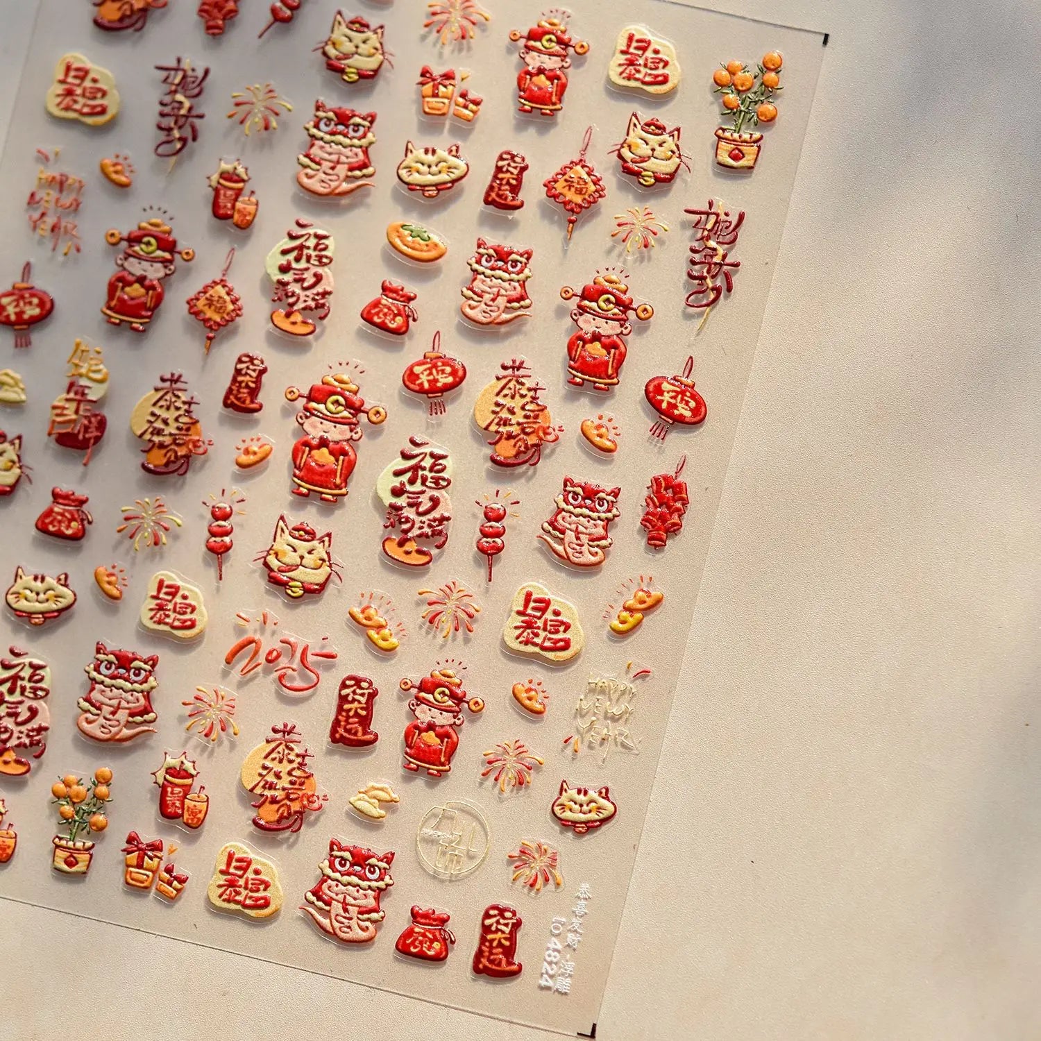Golden Lucky Cat Nail Art Decorations Stickers Good Luck Gong Xi Fa Cai 5D Self Adhesive Nail Decals Wholesale Dropshipping