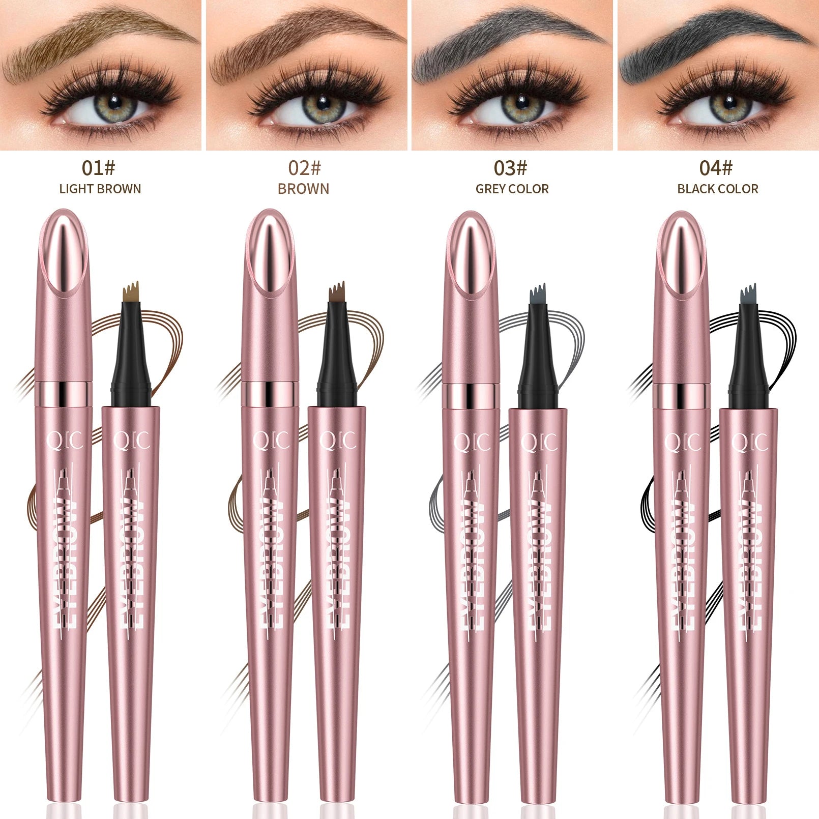Four Claw Liquid Eyebrow Pen Waterproof Sweatproof Long Lasting 3D Wild Brow Microblading Makeup for Beginners