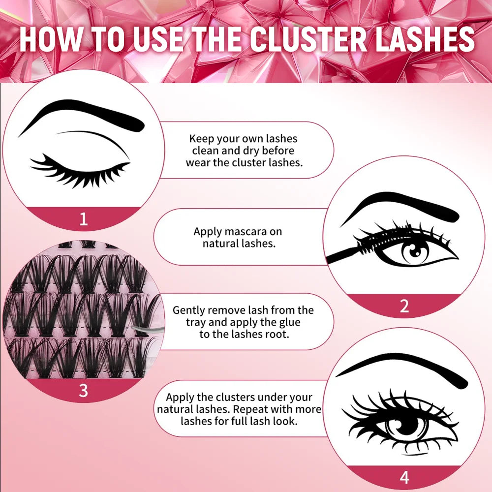 Fadvan DIY 280 Cluster Lashes Natural C/D Curl Individual Mink Eyelashes Makeup Supplies at home