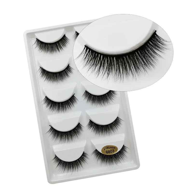 3/5 Pairs 3D Faux Mink Hair Soft Eyelashes Natural Thick Long False Eyelashes Dramatic Fake Lashes Handmade Eyelashes Faux Cils