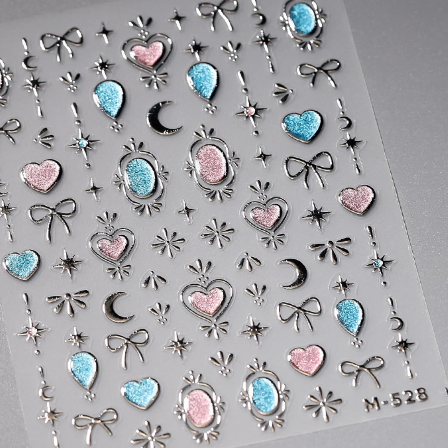 Light Blue 5D Nail Art Stickers Cartoon Cat Cherry Apple Clock Starfish Shell Blossom Decal Self Adhesive Sweet Fresh Manicure