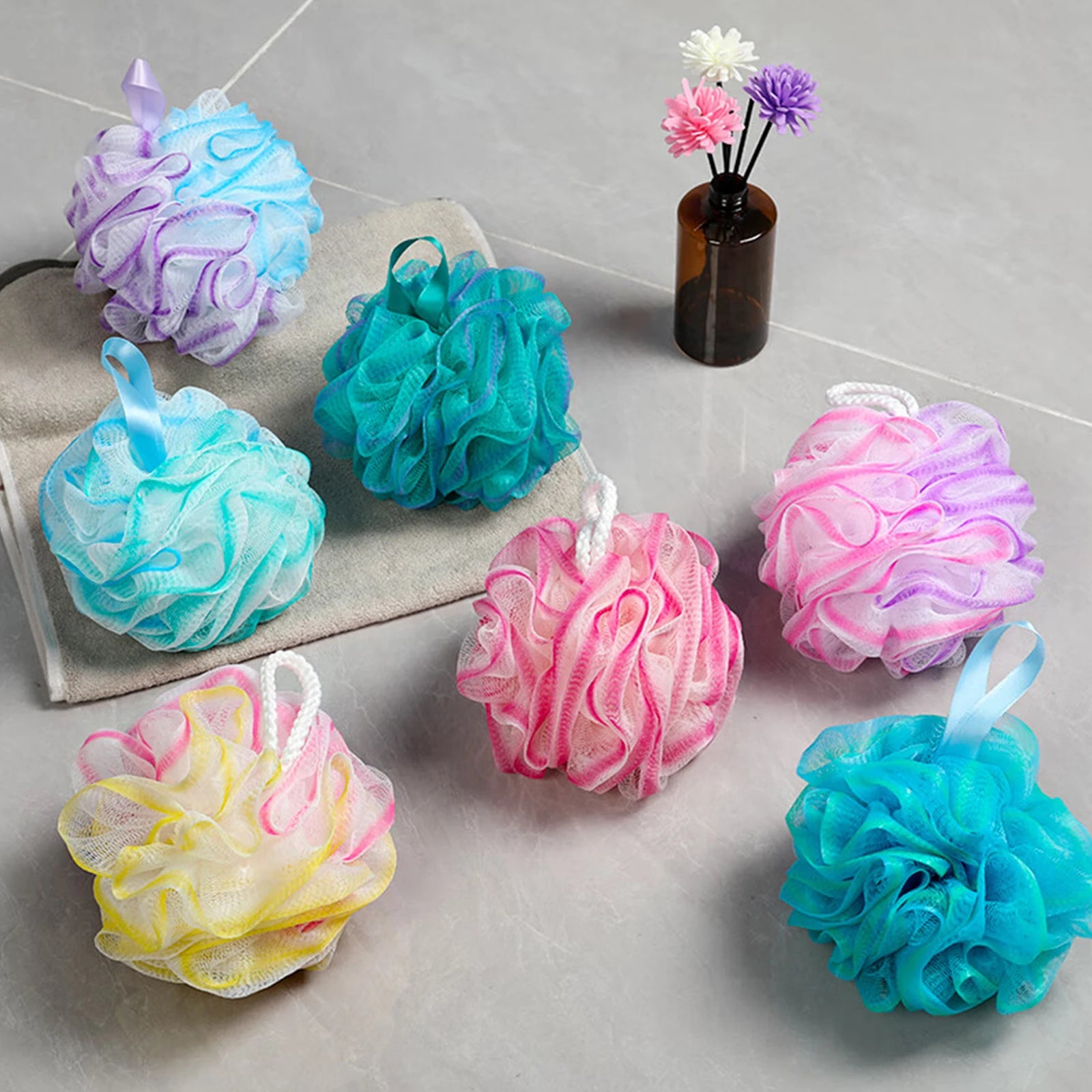 2PCS Exfoliating Bath Sponge Set Bath loofah shower sponge Soft Mesh Bath Sponge Balls Bathroom Supplies for Women, Men Bathroom