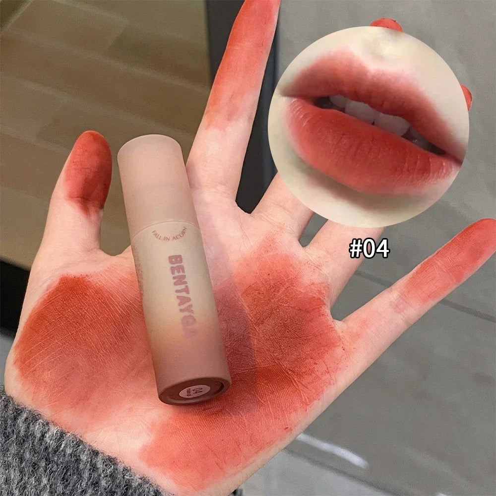 Matte Nude Red Lip Gloss 6Colors Long Lasting Velvet Red Brown Non-stick Cup Lip Mud Pink Liquid Lipstick Korean Makeup Cosmetic