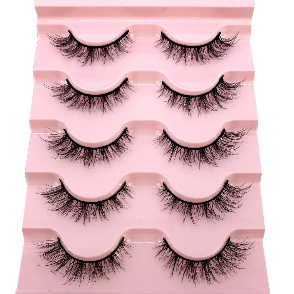 New 5 pairs of handmade mink eyelashes fake eyelashes natural nude makeup simulated cross messy eyes 3D curly eyelashes