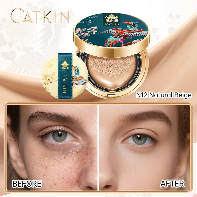 Catkin Phoenix Cushion Foundation Full Coverage, Sheer Satin Finish, Refill Included, Light Beige