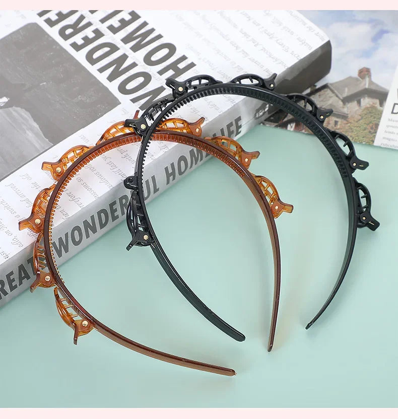 2024 Double Layer Bands Clip Hairbands Fashion Plastic Twist Braided Headband Multi-storey Air Weave Head Hoop Hairstyling Tool