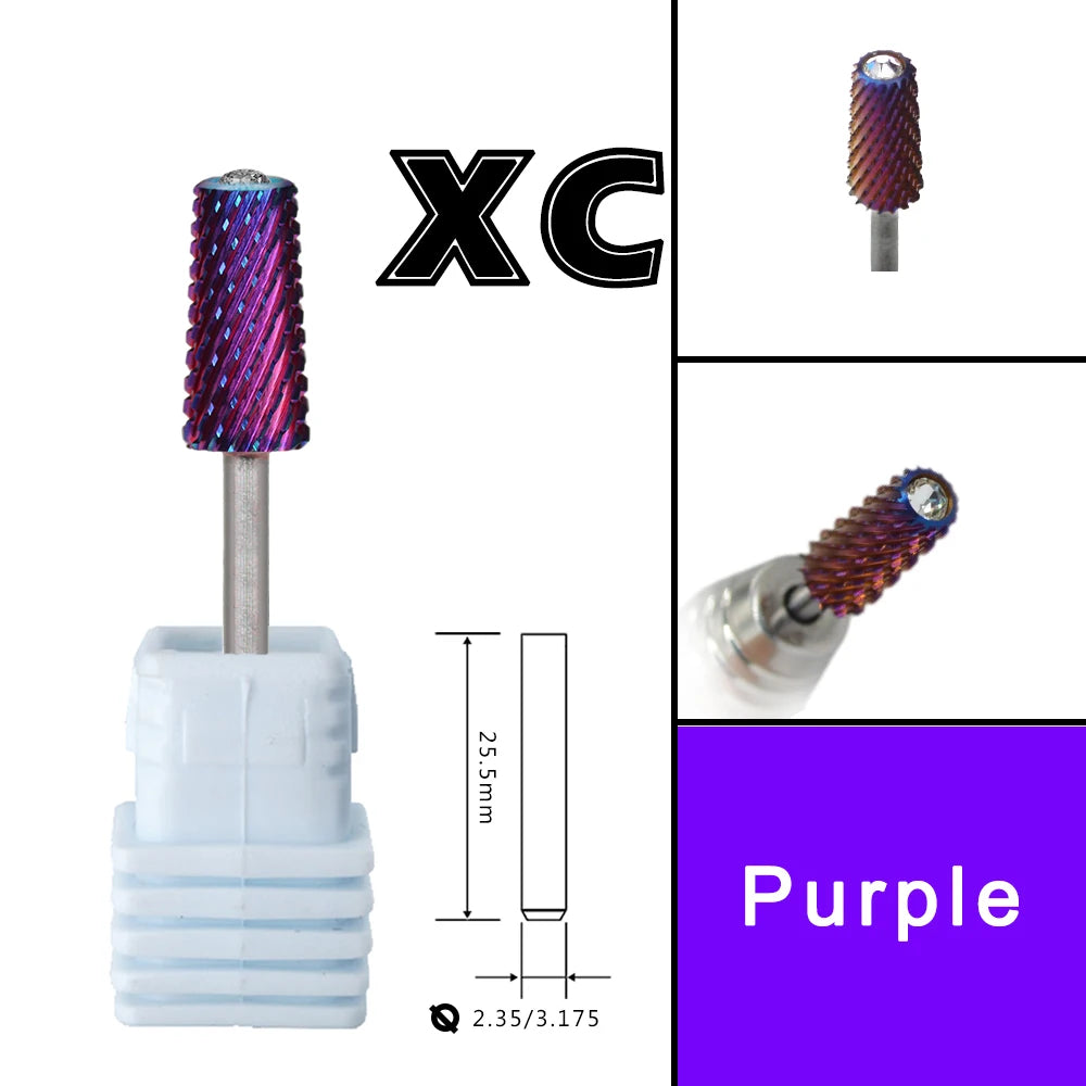 RolinStar 6.6 Safety Large Diamond Crystal Trapezium Tapered Barrel purple  steel Carbide milling cutter nail drill bit