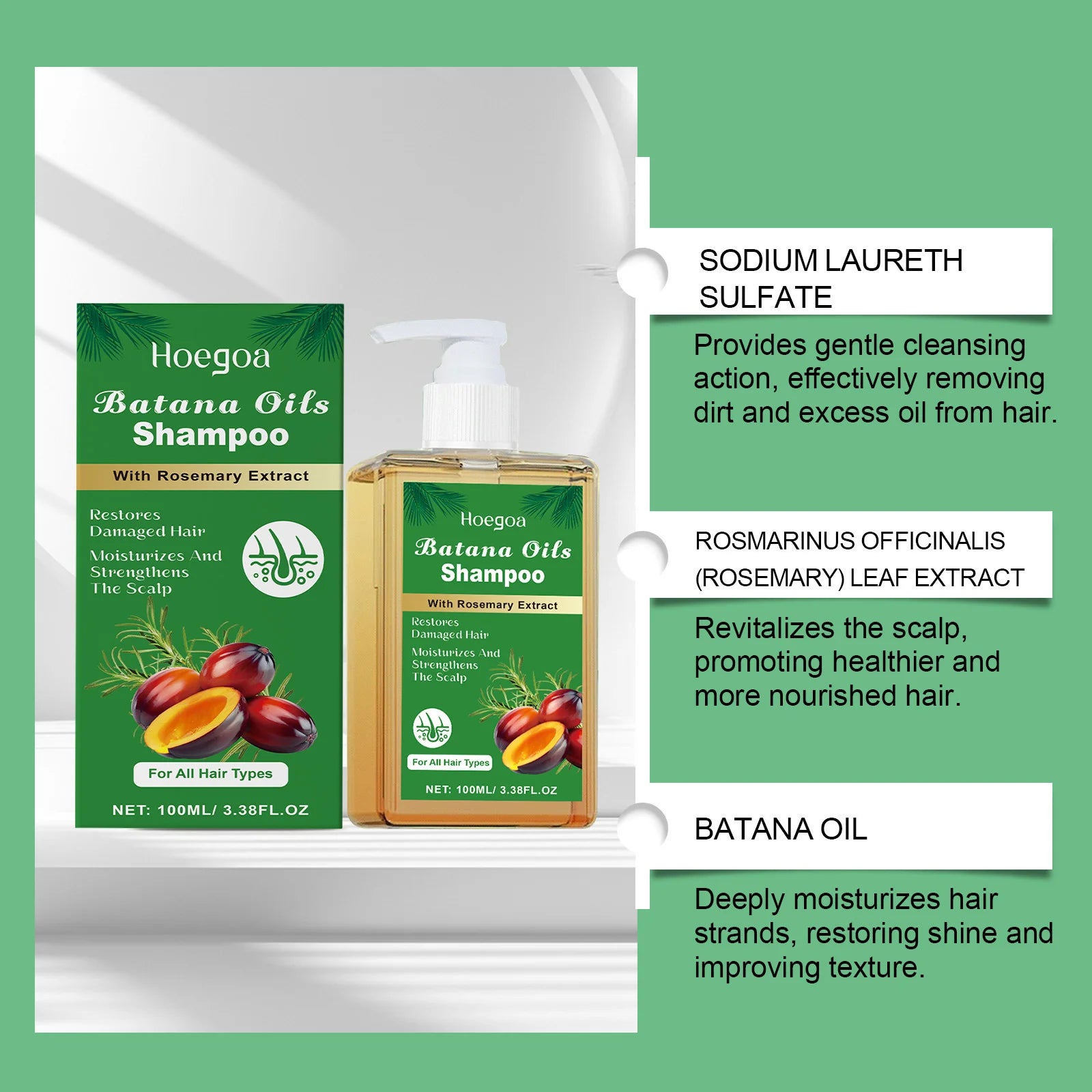 Pure Batana Shampoo Hair Strengthen Moisturizer Restore Damaged Brittle Hair Anti Loss Improve Dandruff Scalp Oil Control Care