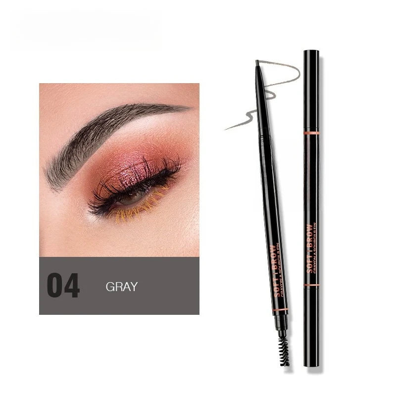 Double headed Rotable Eyebrow Pen with a 1.5mm diameter Fine refill Waterproof Wild Eyebrow Pen and Eyebrow Brush