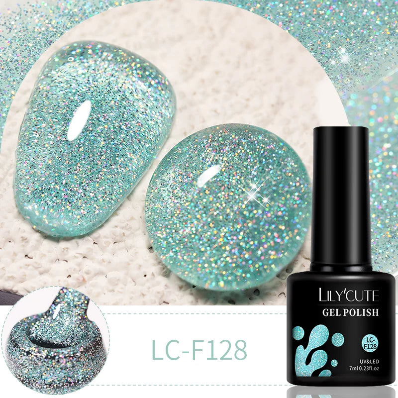 LILYCUTE 7ml 9D Black Crystal Cat Magnetic Gel Nail Polish Laser Silver Glitter Semi Permanent Manicure For Nail Art Gel Varnish