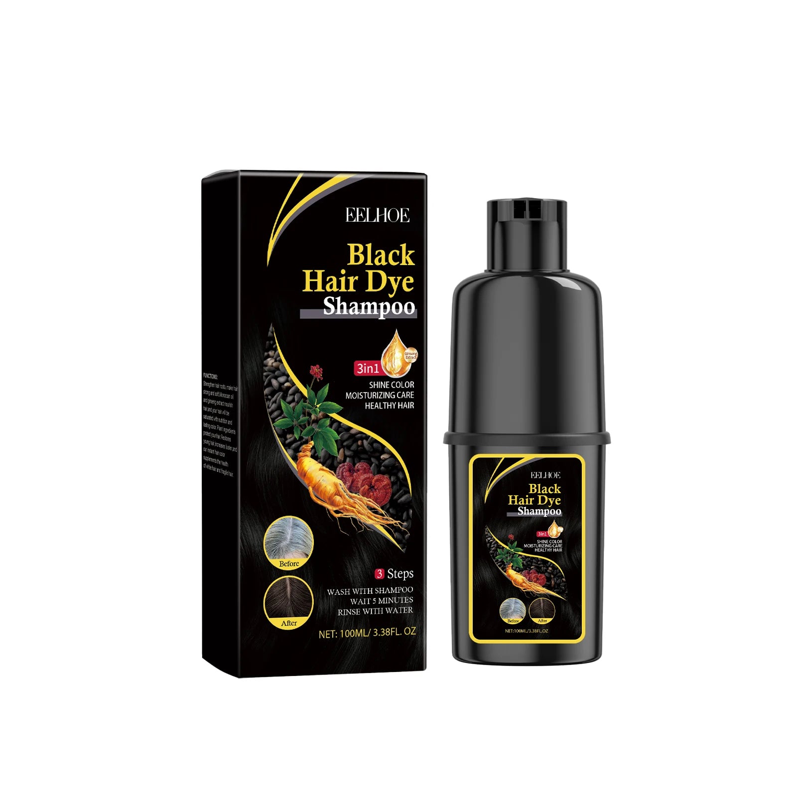 5Colors Hair Dyeing Shampoo 3in1 Rapid Hair Dyeing Repair Dry Cleaning Nourishing Hair Roots Restoration Coloring Black Shampoo