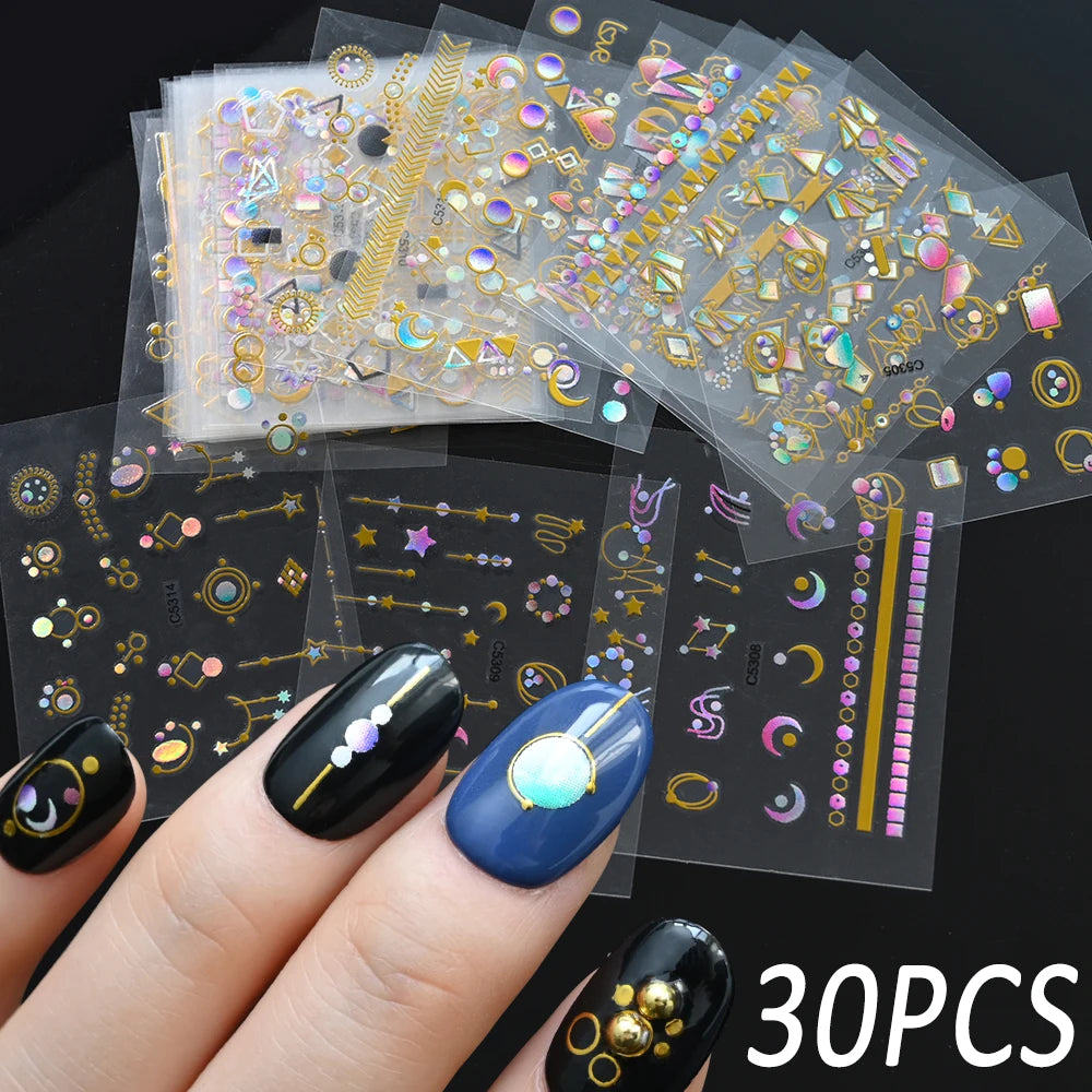 24/30pcs 3D Neon Summer Nail Stickers Set Colorful Daisy Flowers Leaves Nail Art Sticker Fluorescence Floral Adhesive Decoration