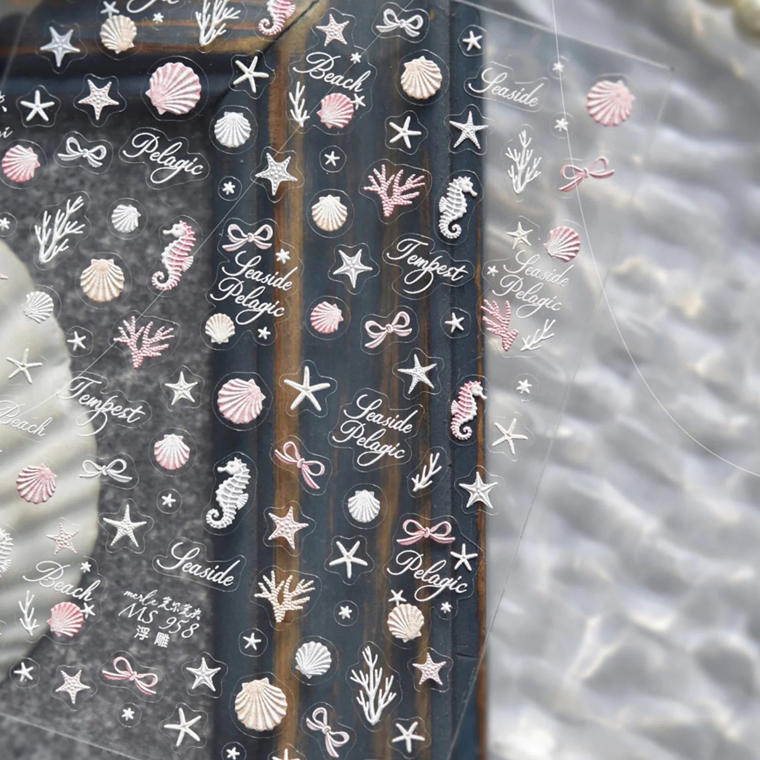 1pcs 5D Colorful Fish Starfish Coral Seaweed Shell Bubbles Ocean Nail Art Stickers Clear Jelly Tropical Fish Embossed Nail Decal