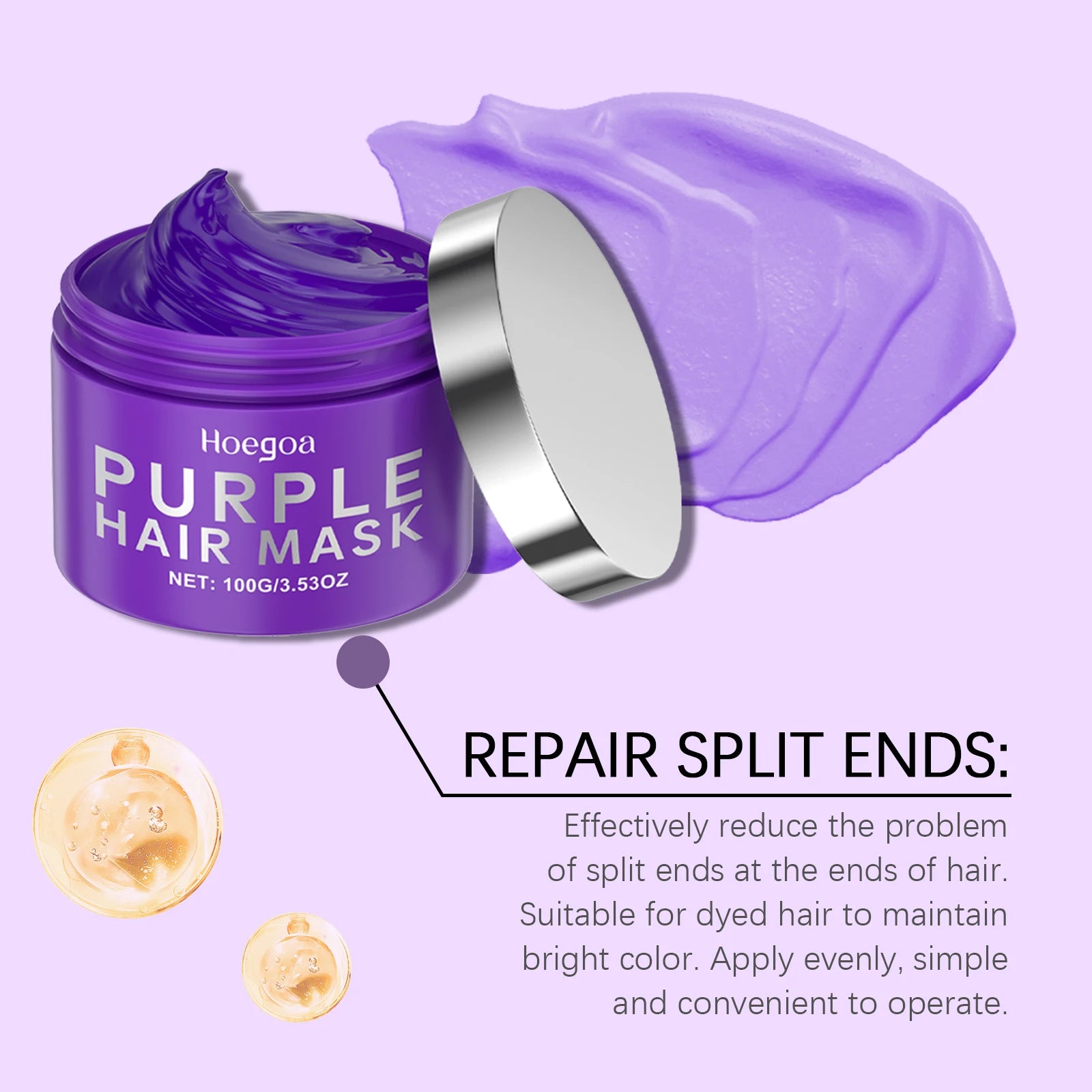 Purple Keratin Hair Mask Protein Repair Treatment For Blonde Bleached Hair Deep Hydration Nourishing Damaged Dry Frizzy Hair