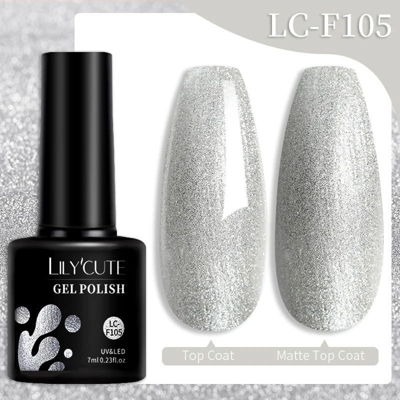 LILYCUTE 7ml 9D Black Crystal Cat Magnetic Gel Nail Polish Laser Silver Glitter Semi Permanent Manicure For Nail Art Gel Varnish