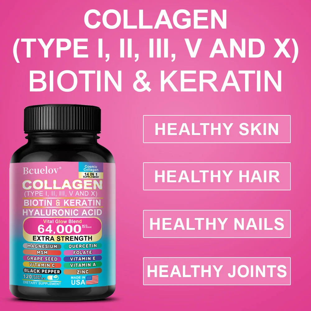 Collagen Peptide Supplement, Anti-Aging, Youthful Glow, Skin Elasticity, Strong Joints, Healthy Hair Growth, Healthy Nails