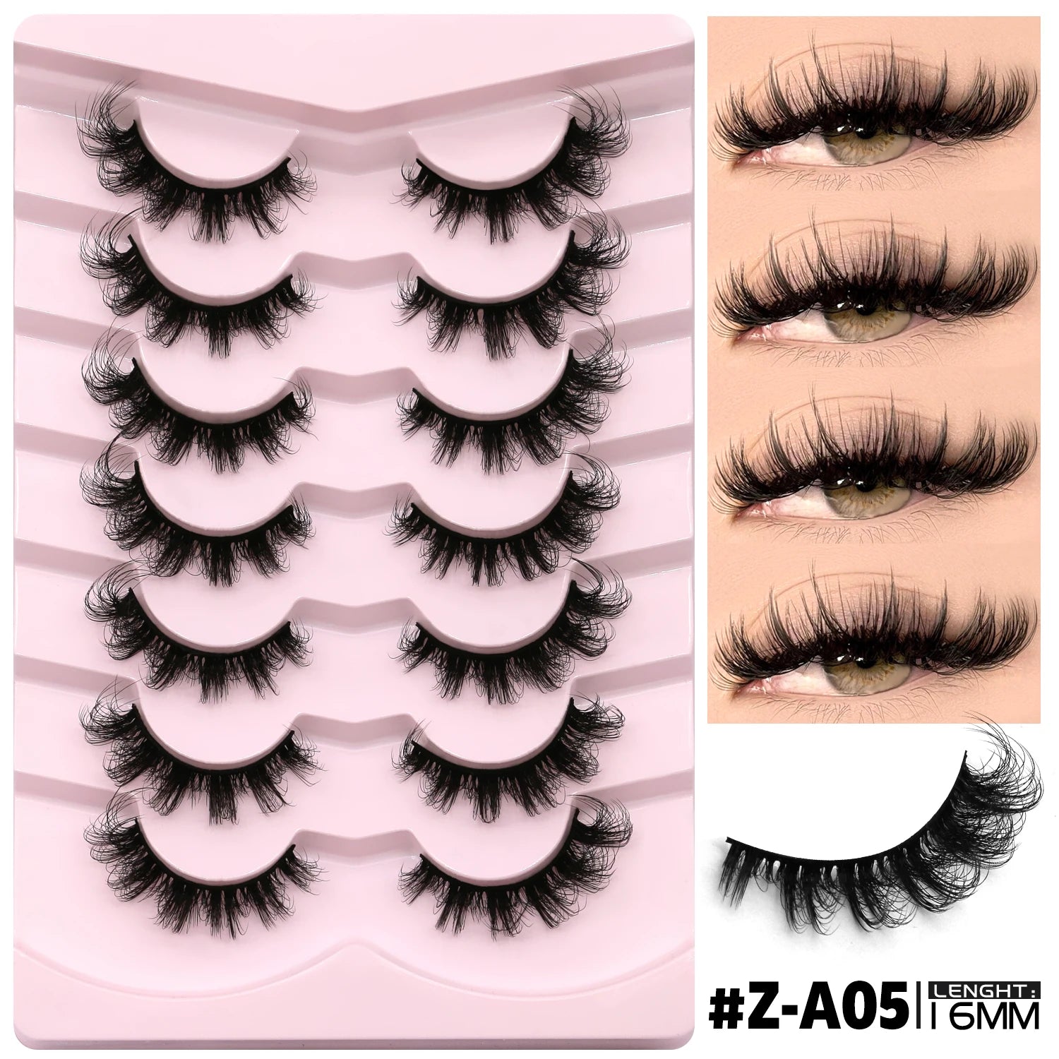 GROINNEYA False Eyelashes 3D Mink Lashes Cat Eyelashes Fluffy Wispy Volume Lashes Fake EyeLashes Natural Lashes Strips Makeup