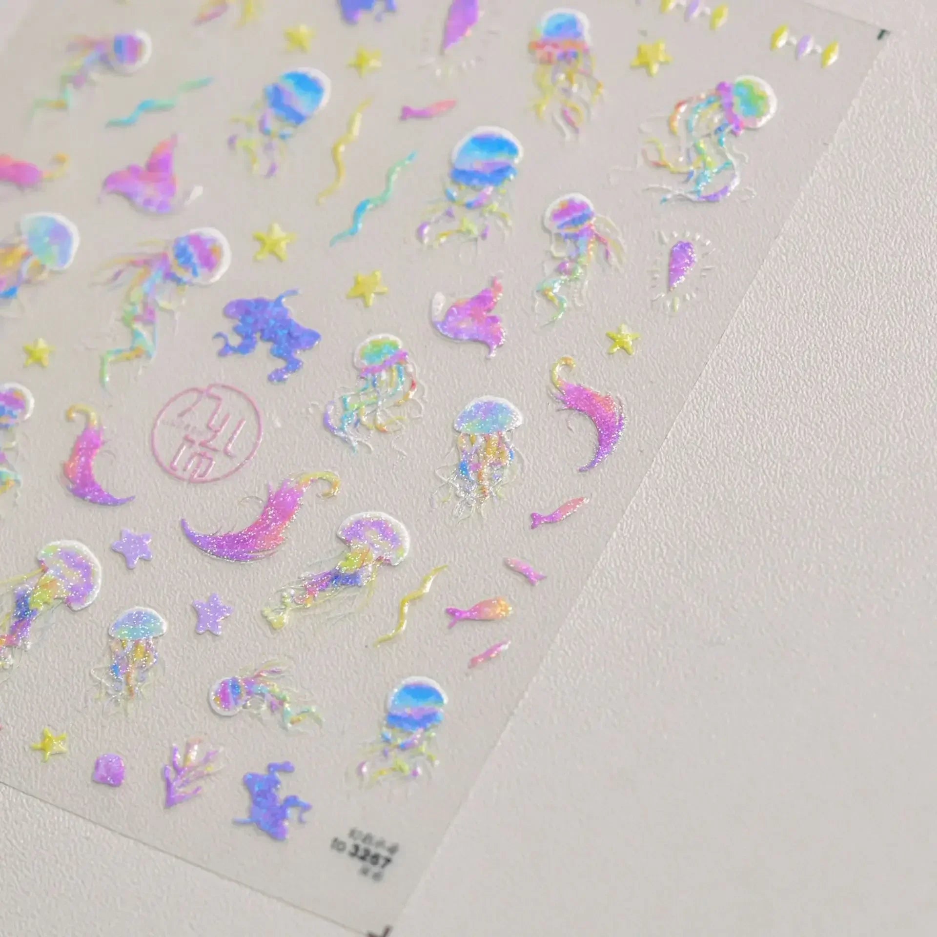 Colorful Bagful Jellyfish Bubbles Swimming Rings Rainbow Stars Ocean Starfish Self Adhesive 5D Nail Art Sticker Manicure Decal