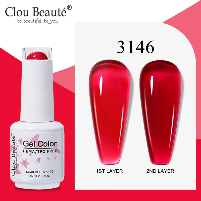 Clou Beaute Semi-transparent Jelly Color UV Gel Manicure Gel Nail Nail Supplies For Professionals Semi-permanent Varnish 15ml