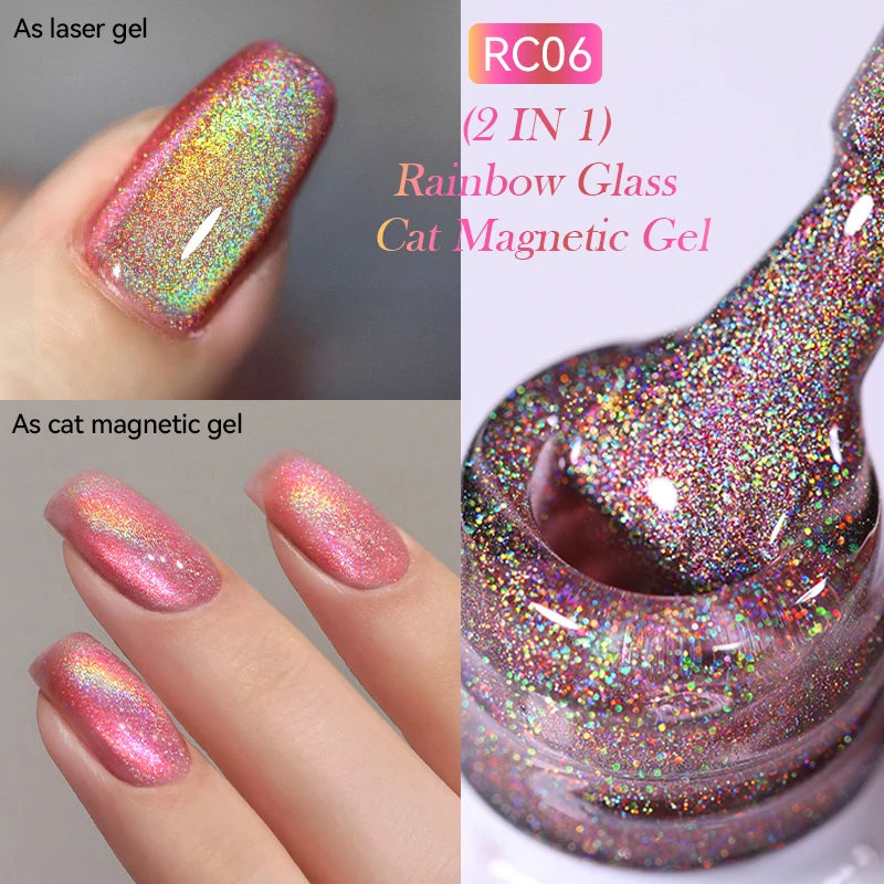 LILYCUTE 7ml 9D Black Crystal Cat Magnetic Gel Nail Polish Laser Silver Glitter Semi Permanent Manicure For Nail Art Gel Varnish