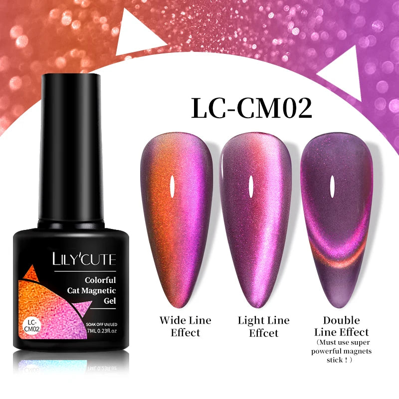 LILYCUTE 7ML Ocean Blue Cat Magnetic Gel Nail Polish Sparkling Glimmer Gel Polish Semi Permanent UV Magnet Gel Varnish Nail Art
