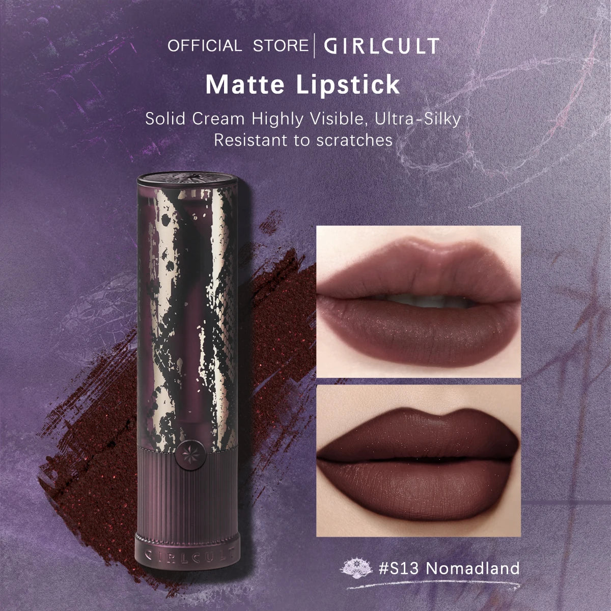 Girlcult Matte Lipstick(S11-S13),Retro Party Makeup,Wear Alone or Layer,Medium Longevity,Highly Pigmented & VibrantMatte Lock,