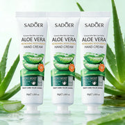 3/5pcs SADOER Refreshing Moisturizer Hand Cream Aloe Vera Tender Skin Hydrate Soothe Dryness Fast Absorbing Hands Skin Care