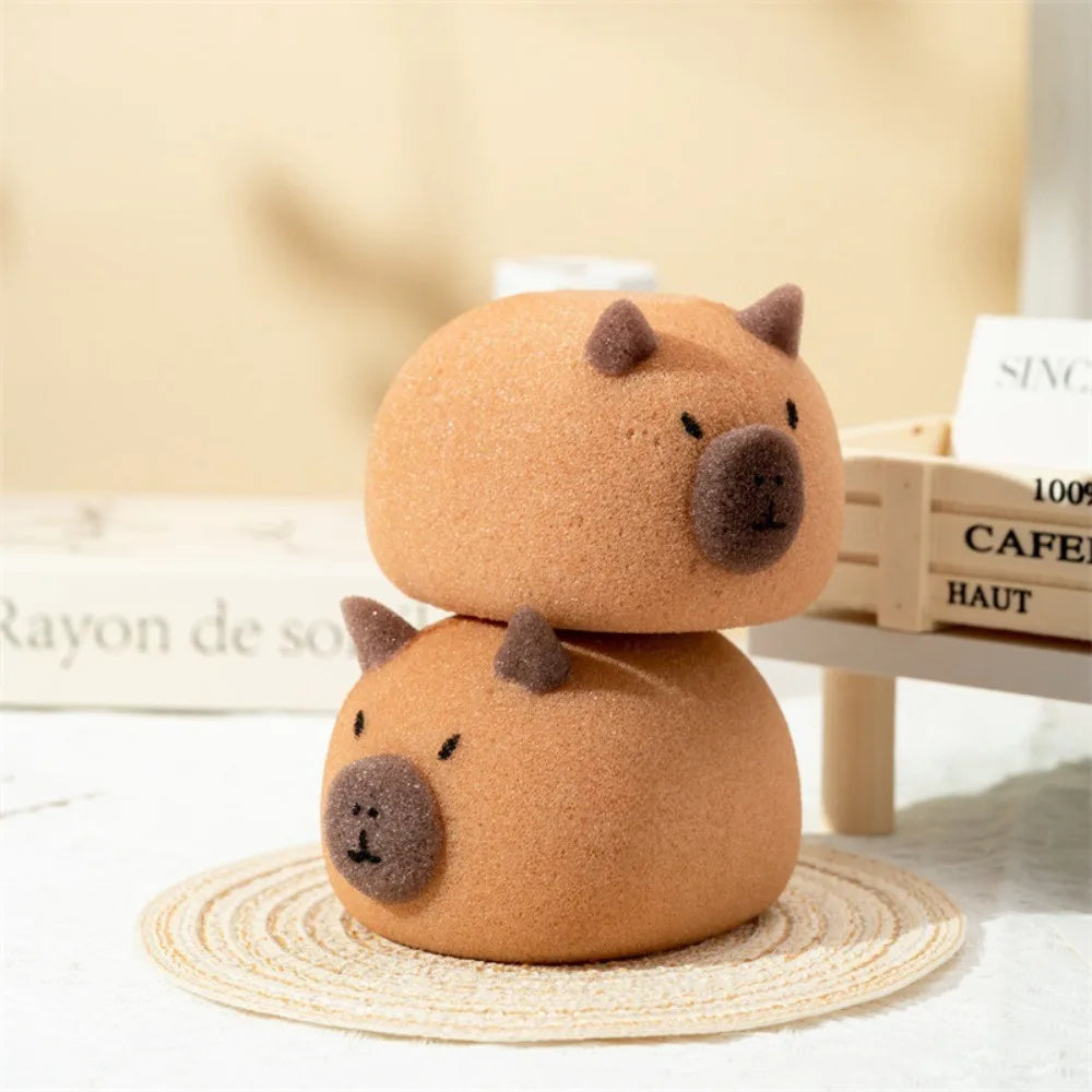 Cute Capybara Shaped Bath Ball Sponge Cleaning Brushes Easy Foaming Massage Ball Scrubber for Back Exfoliating Children Shower