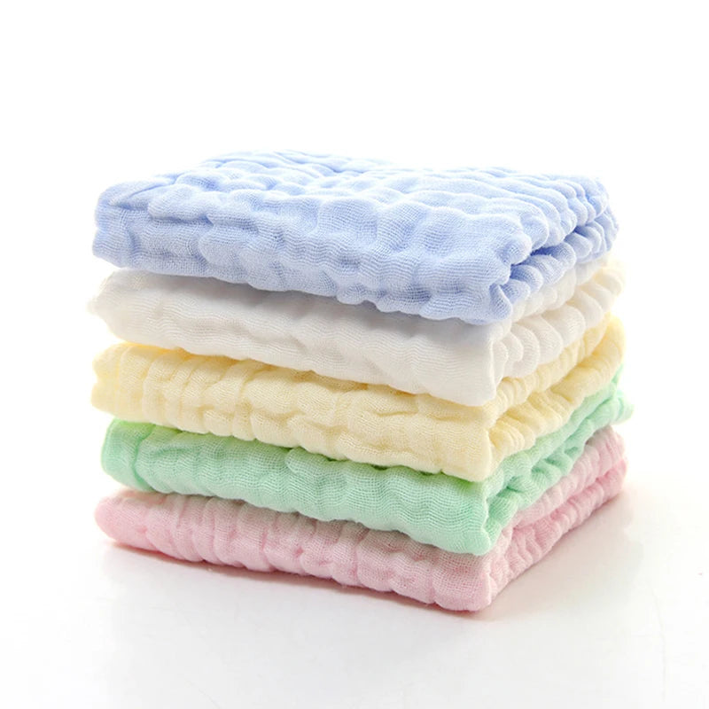 5Pcs 25x25cm Baby Towel Bath Towels Face Washcloth Muslin Squares Cotton Hand Wipe Gauze for Bathing Feeding Kids Handkerchief