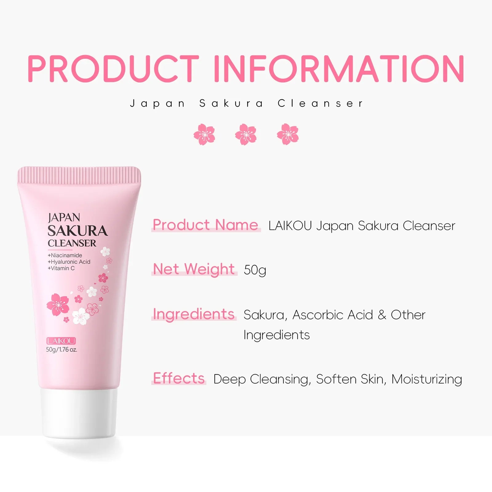 LAIKOU Facial Foaming Face Cleanser Facial Scrub Cleansing Acne Oil Control Blackhead Remover Shrink Pores Skin Care 50g