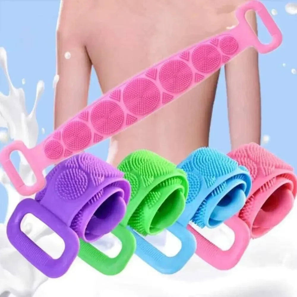 1pc Body Sponge Silicone Body Scrubber Brushes Bath Towels Scrubber Rubbing Back Peeling Skin Clean Massage Shower Belt Extended