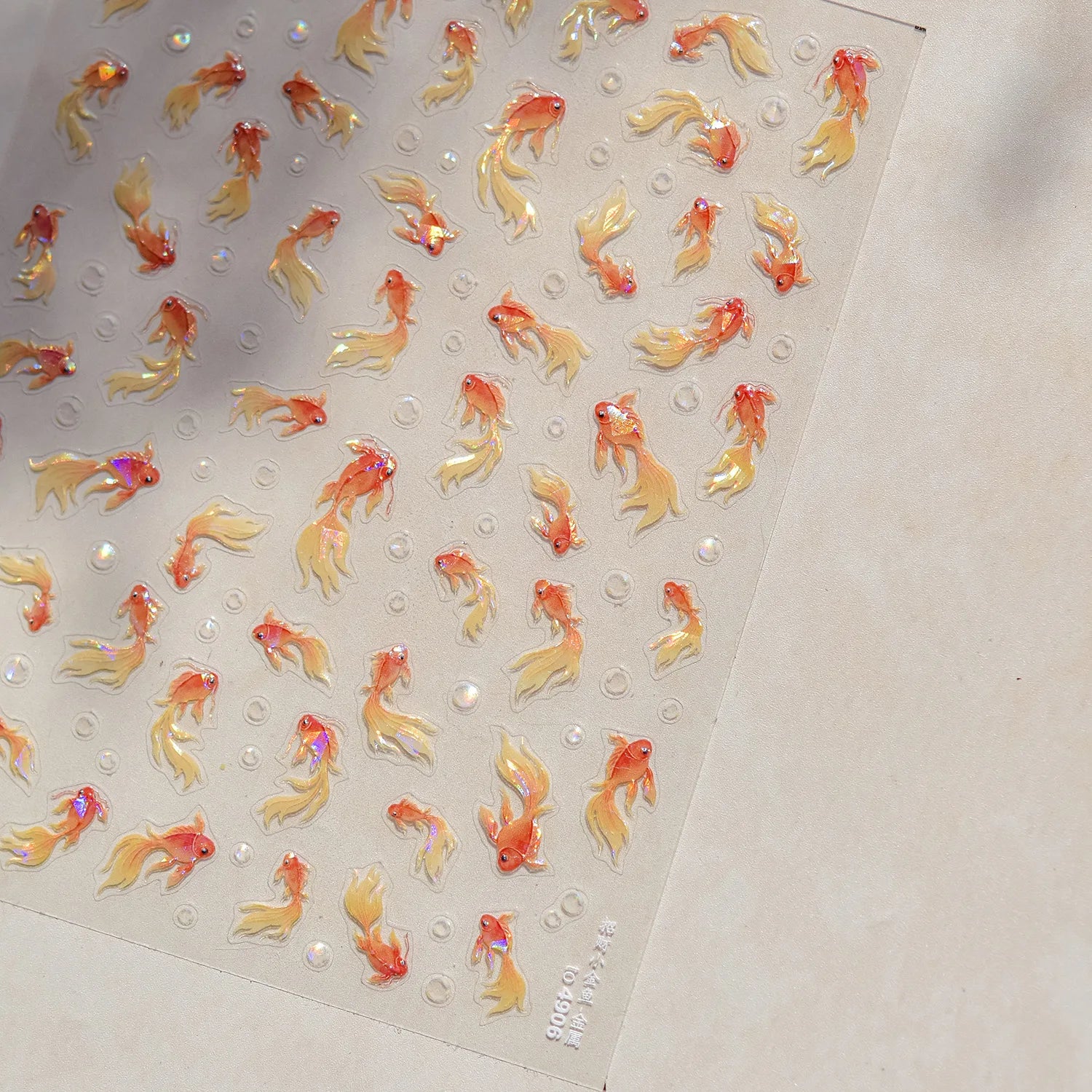 5D Rich Goldfish Nail Stickers Lotus Carp Ribbons Nail Art Appliqués Handmade Creative Nail Art Decorations