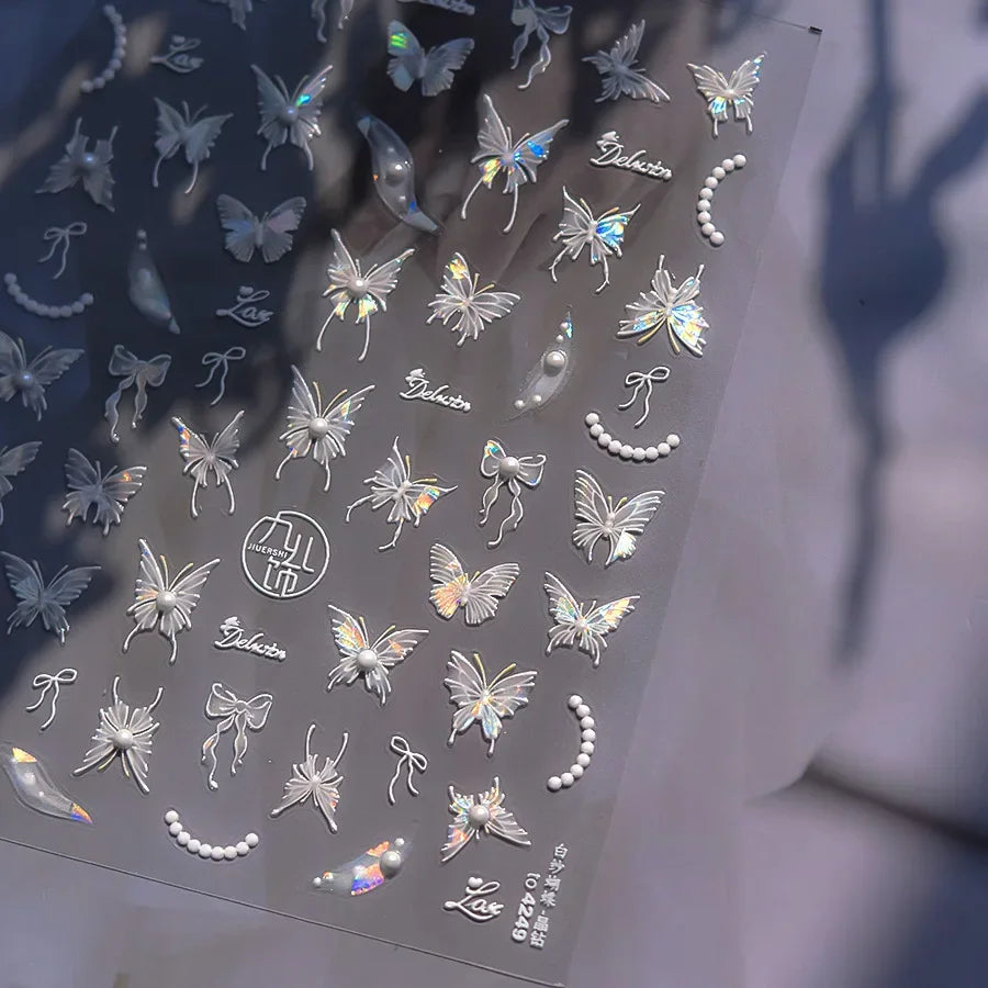 5D Jelly Flower Nail Stickers Delicate Petal Blossom Shiny Like Translucent Floral Self Adhesive Decoration Manicure Decal DIY