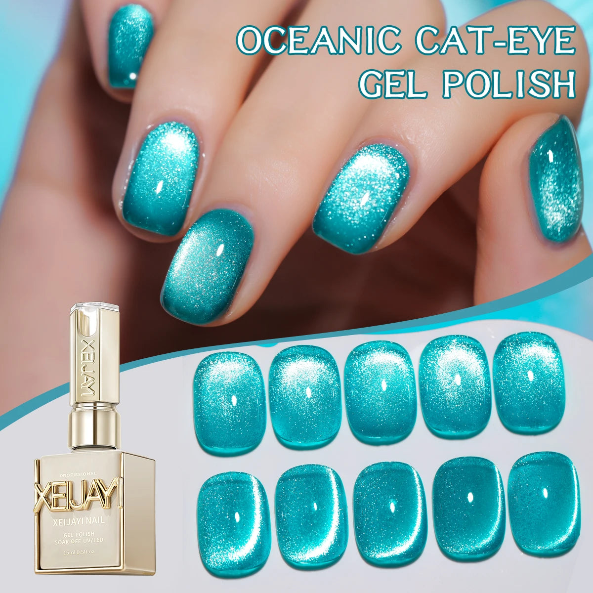 XEIJAYI 15ML Cat Eye Nail Polish Gel Phototherapeutic Gel Soak Off Nail Magnetic Gel Polish Nail Art DlY For Salon At Home