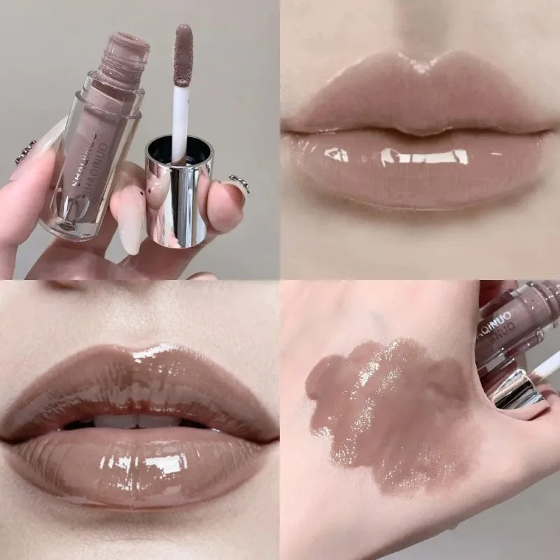 Black Gothic Lip Gloss Mirror Moist Matte Gothic Pure Black Silver Fine Flash Lip Glazed Low Saturation Lasting Lip Tint Makeup