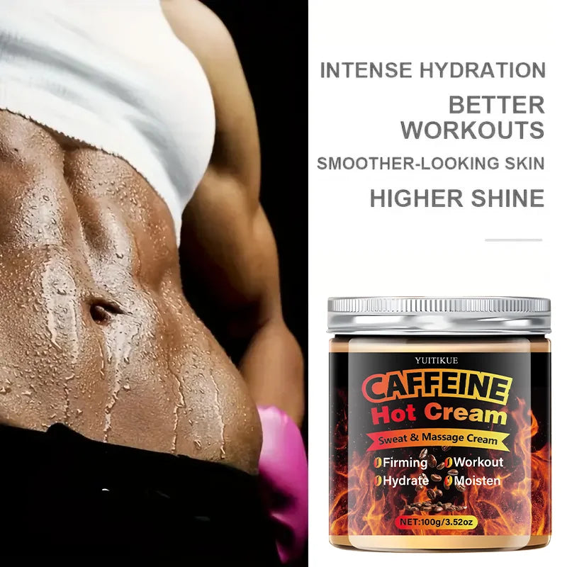 YUITIKUE Caffeine Hot Cream 100g - Thermogenic Sweat & Massage Cream, Tightens & Moisturizes for Workout Body Sculpting