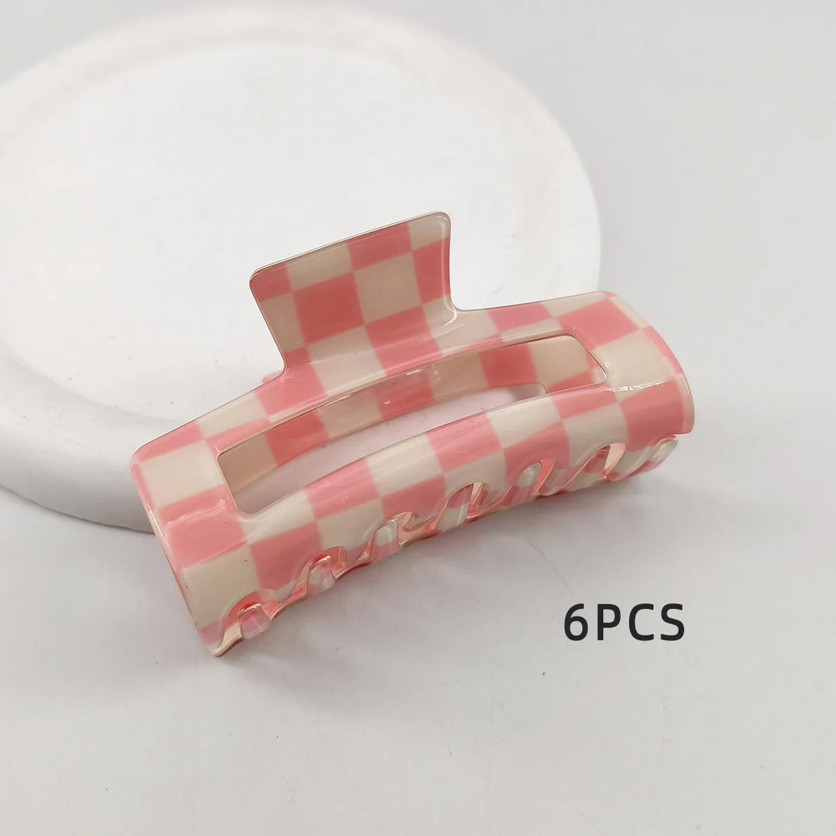 1/6 PCS Colorful Checkered Rectangle Hair Claw Clips For Women Girls Fashion Hair Clips For Styling Claw Clamps Hair Accessories