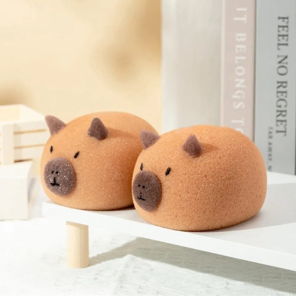 Cute Capybara Shaped Bath Ball Sponge Cleaning Brushes Easy Foaming Massage Ball Scrubber for Back Exfoliating Children Shower